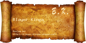 Blayer Kinga névjegykártya